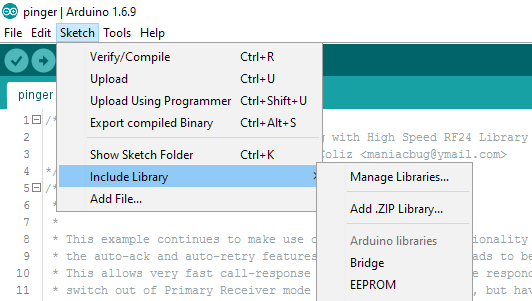 First, go to sketch→Include Library→Manage Libraries...